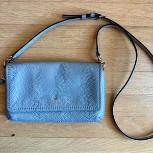 Kate Spade - Light Gray Adjustable Leather Crossbody Bag, Purse